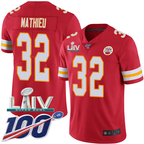 Kansas City Chiefs Nike #32 Tyrann Mathieu Red Super Bowl LIV 2020 Team Color Youth Stitched NFL 100th Season Vapor Untouchable Limited Jersey